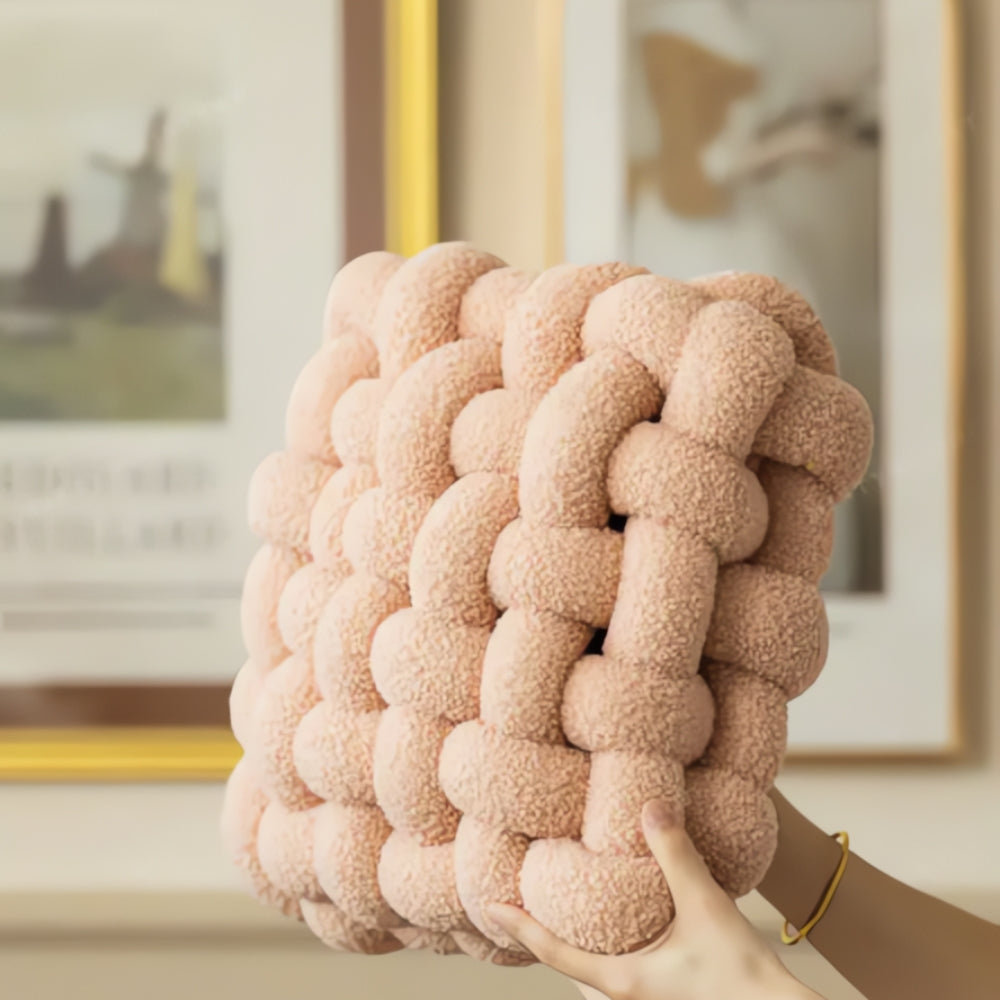 Plush Woven Knot Boucle Cushion