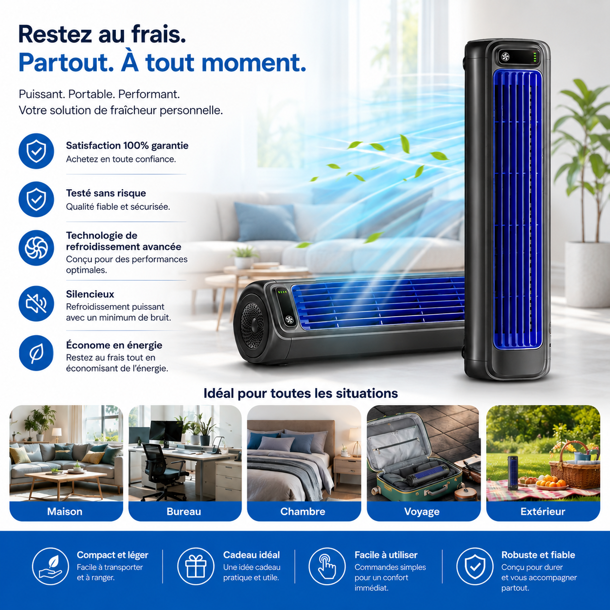 Climatiseur portable avec technologie de refroidissement allemande