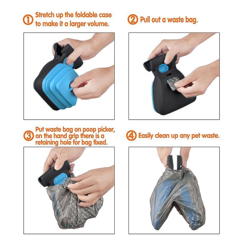 Ramasse-crottes portable pour chien avec pince et utilisation à une main