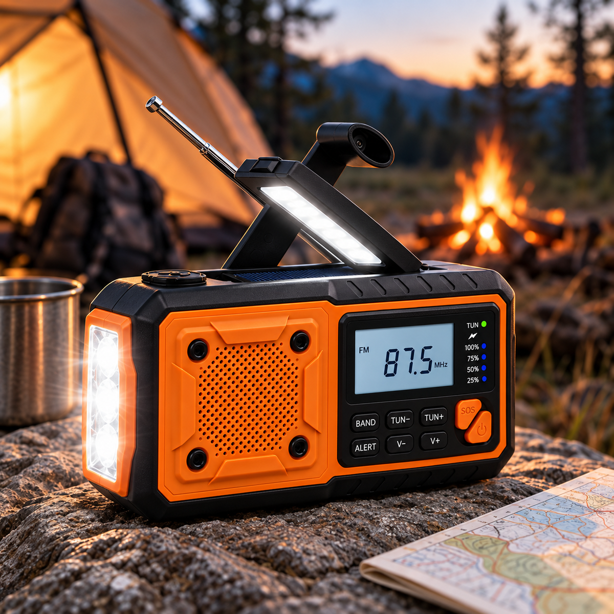 Radio d'urgence portable à manivelle