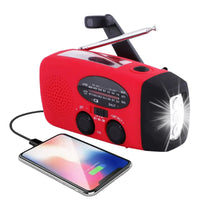 Radio de emergencia portátil con carga y alertas meteorológicas