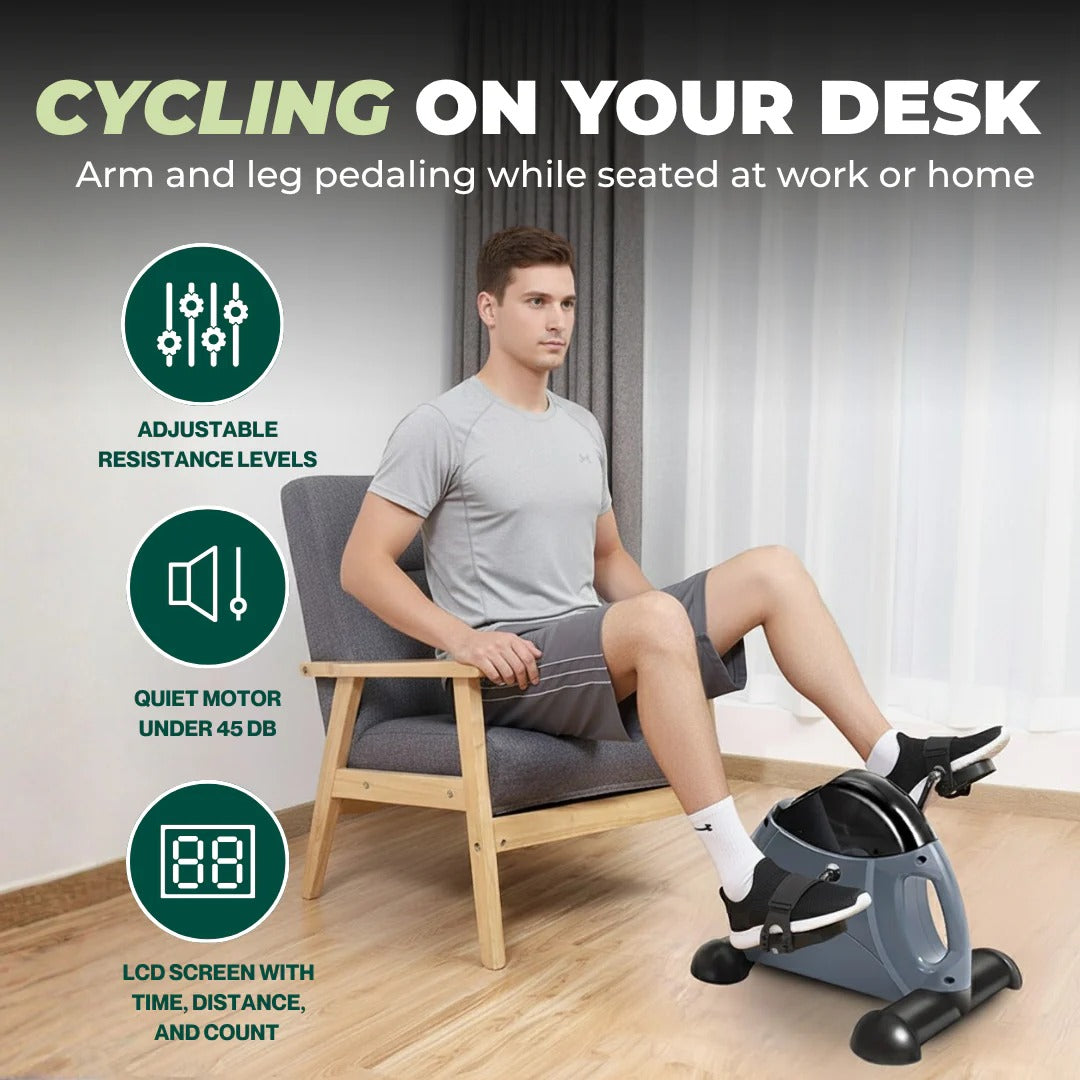 Pédalier d’exercice portable à placer sous le bureau, avec résistance réglable et écran LCD