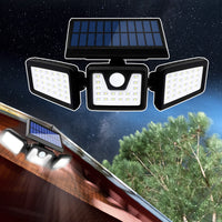 Lampe LED solaire puissante avec 3 projecteurs et détecteur de mouvement