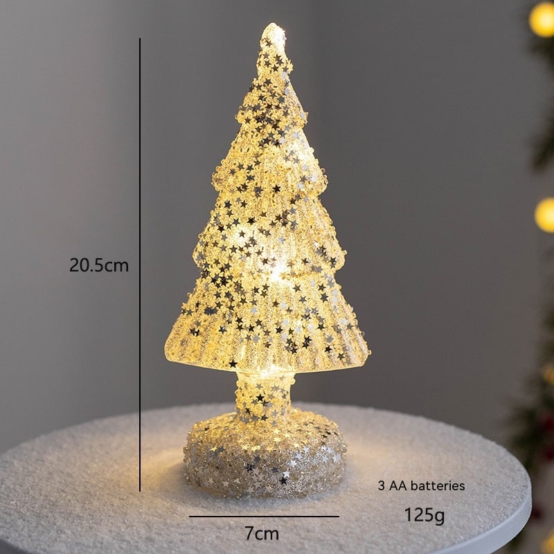 Pre-Lit Glass-Look Tabletop Christmas Tree with LED Lights and Star Topper