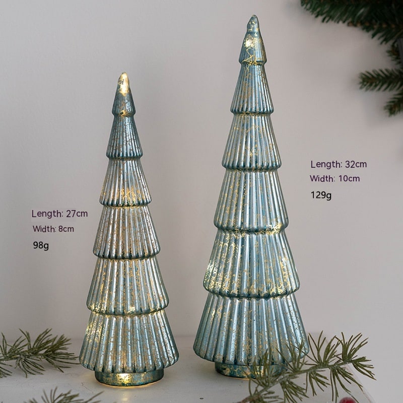 Pre-Lit Glass-Look Tabletop Christmas Tree with LED Lights and Star Topper