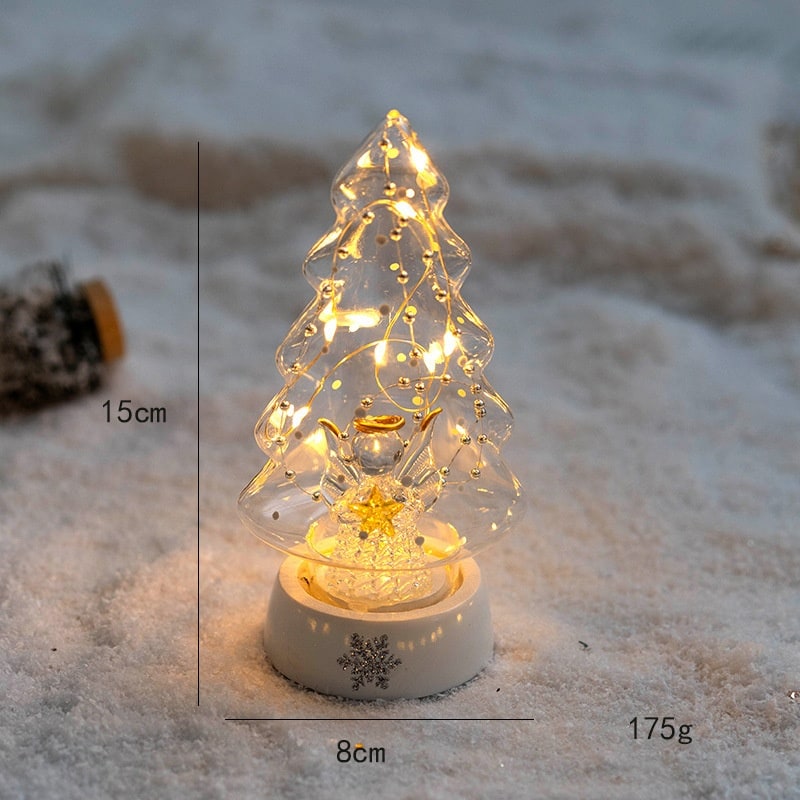 Pre-Lit Glass-Look Tabletop Christmas Tree with LED Lights and Star Topper