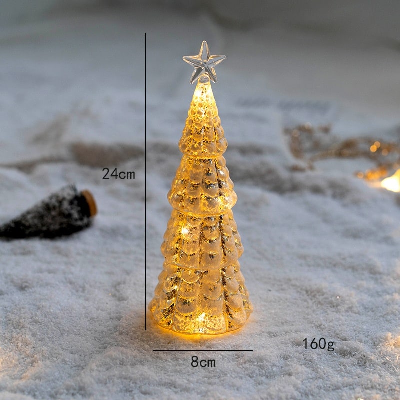 Pre-Lit Glass-Look Tabletop Christmas Tree with LED Lights and Star Topper