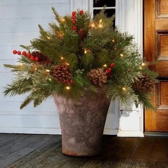 Pre-Lit LED Christmas Urn Filler Artificial Holiday Arrangement