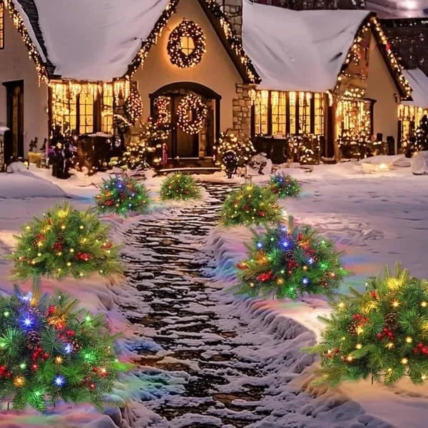 Pre-Lit LED Christmas Urn Filler Artificial Holiday Arrangement