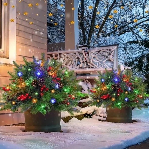 Pre-Lit LED Christmas Urn Filler Artificial Holiday Arrangement
