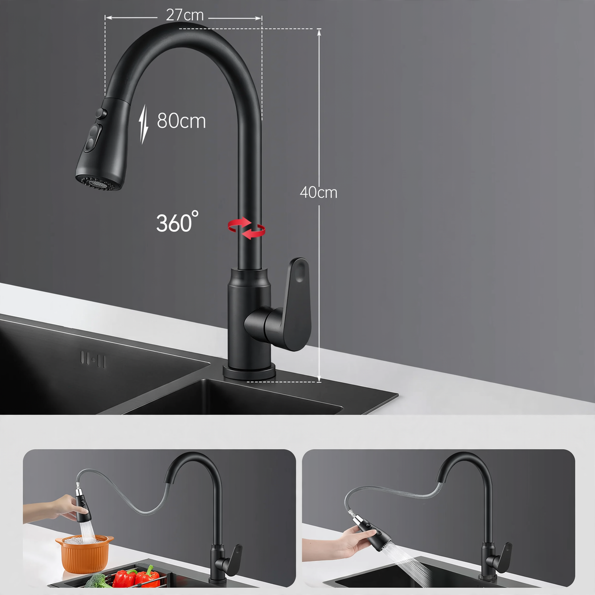 Pull-Out Kitchen Faucet with Ceramic Valve