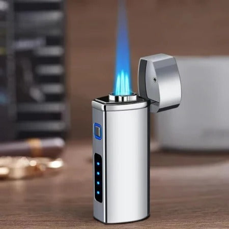 Briquet rechargeable à triple flamme jet avec activation tactile