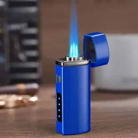 Briquet rechargeable à triple flamme jet avec activation tactile