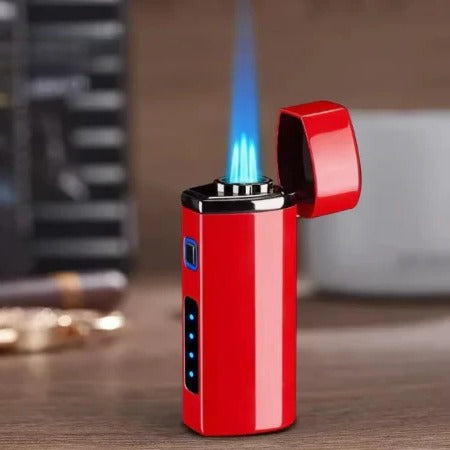 Briquet rechargeable à triple flamme jet avec activation tactile