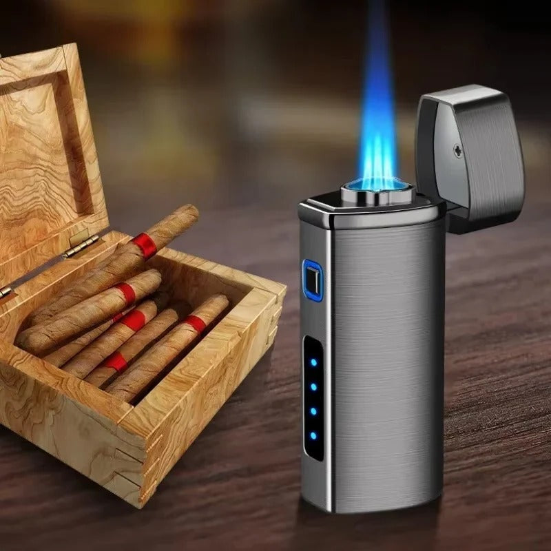 Briquet rechargeable à triple flamme jet avec activation tactile