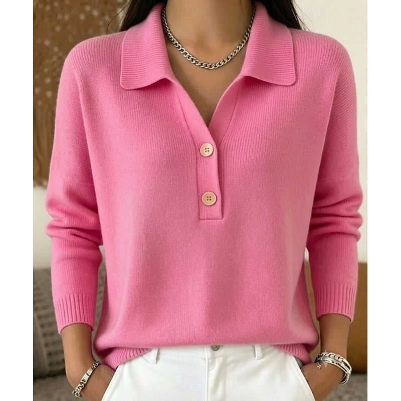 Refined Collared Button-Up Pullover Sweater
