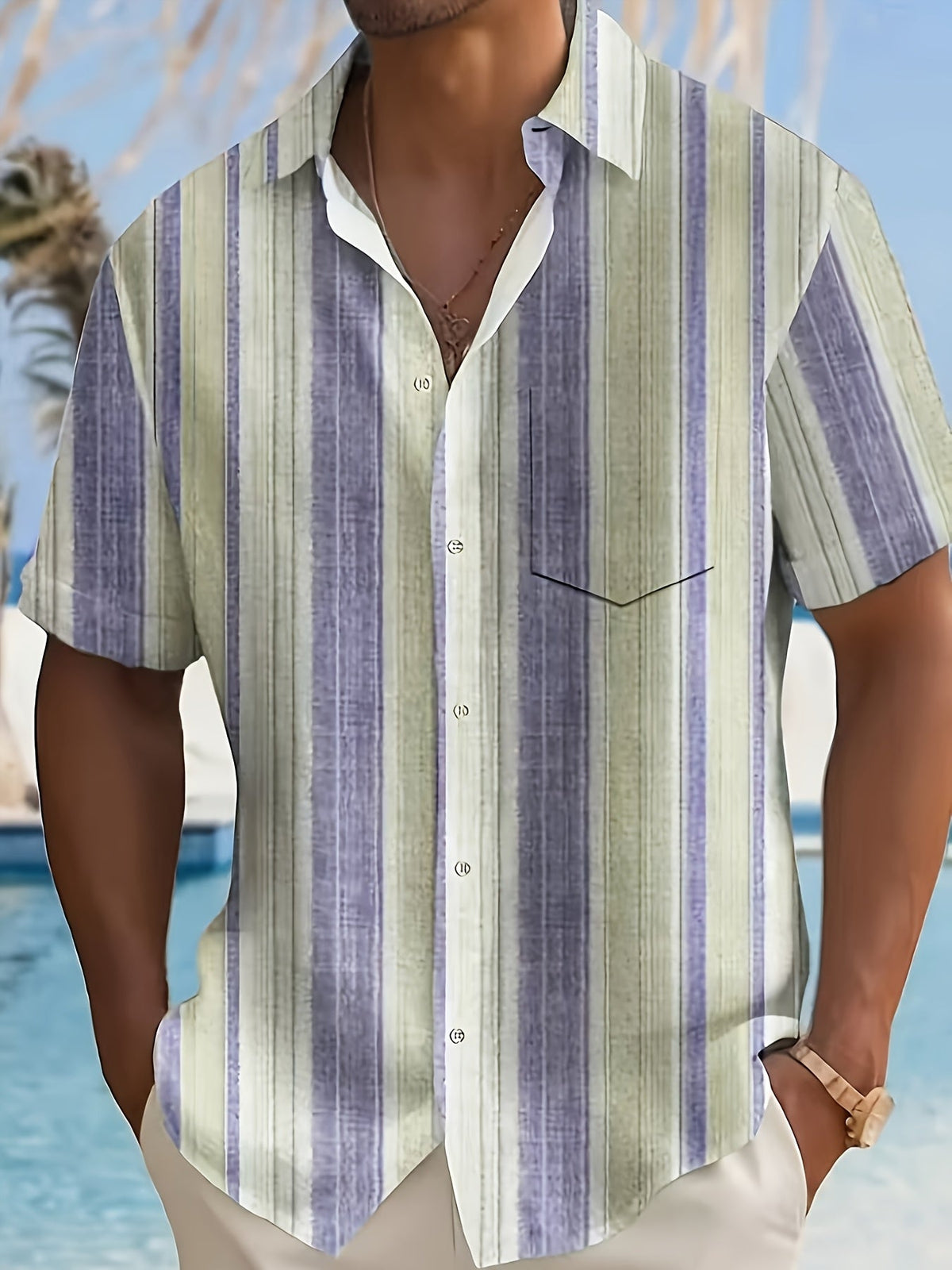 Relaxed Striped Short Sleeve Shirt