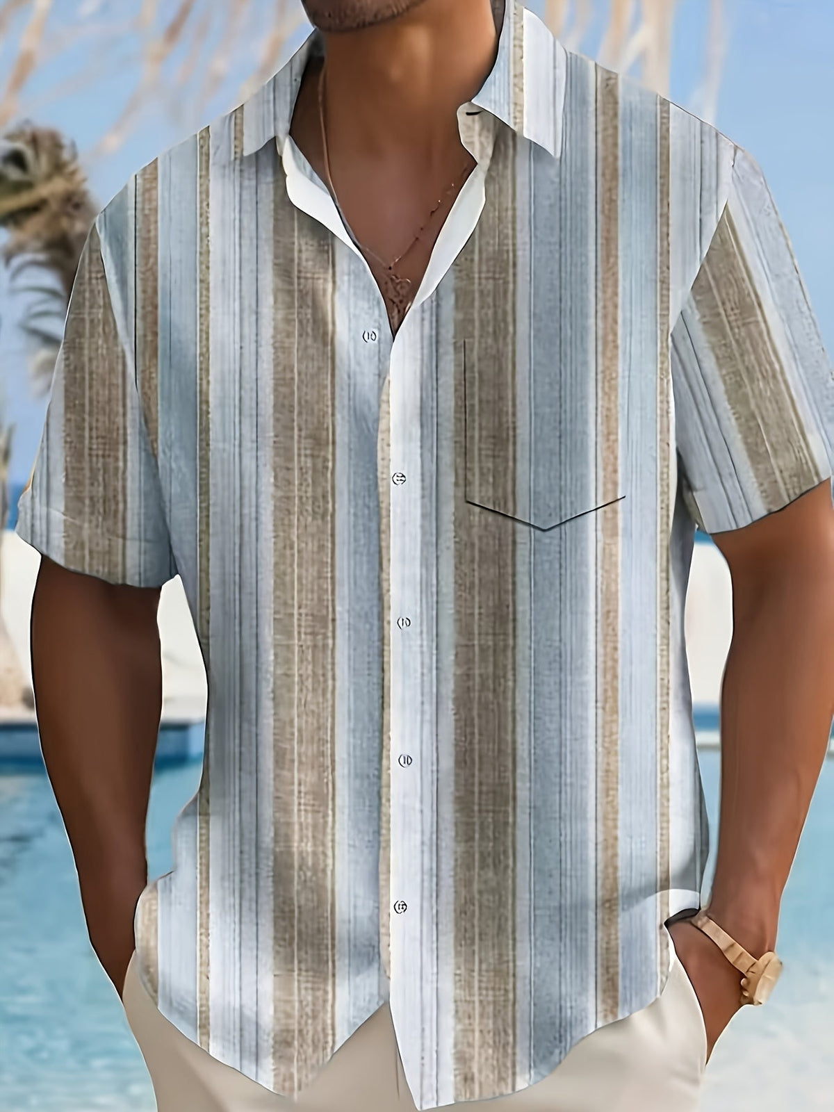 Relaxed Striped Short Sleeve Shirt