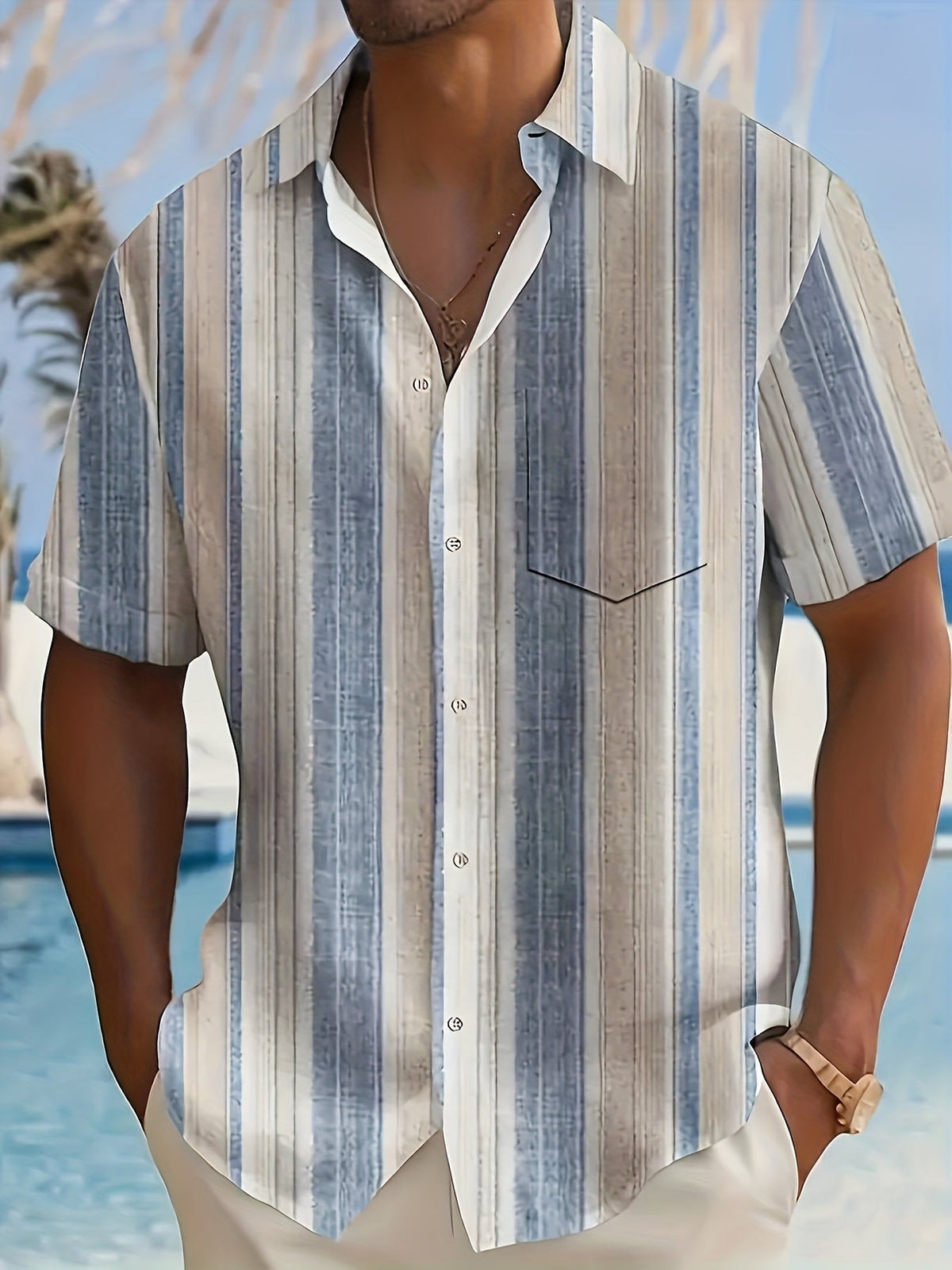 Relaxed Striped Short Sleeve Shirt