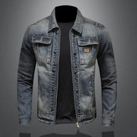 Chaqueta vaquera retro con mangas largas y cuello alto