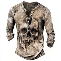 T-shirt rétro à manches longues avec tête de mort