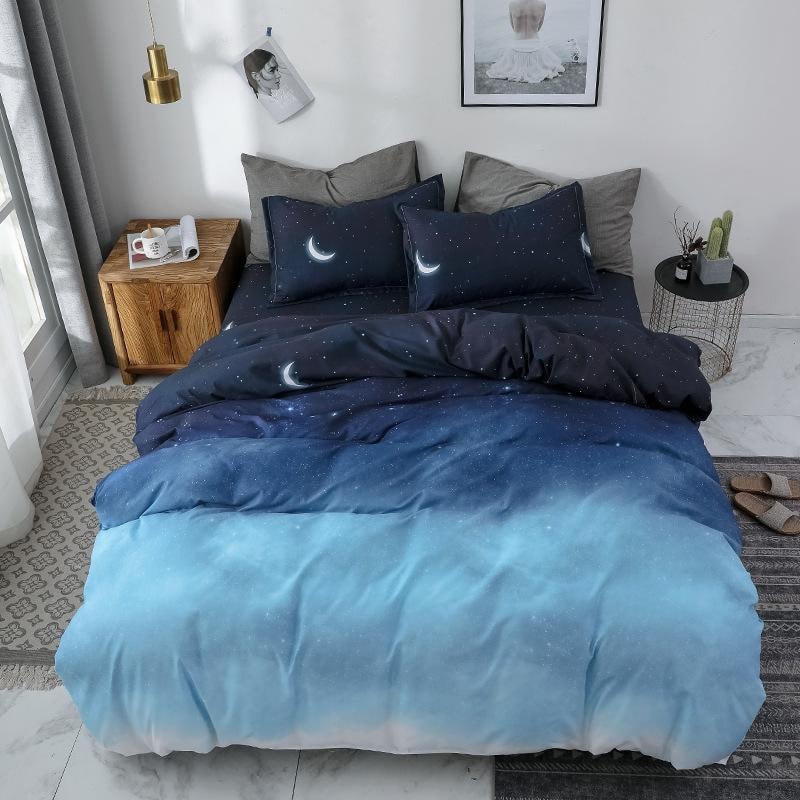 Parure de housse de couette réversible en coton et tissu mat doux