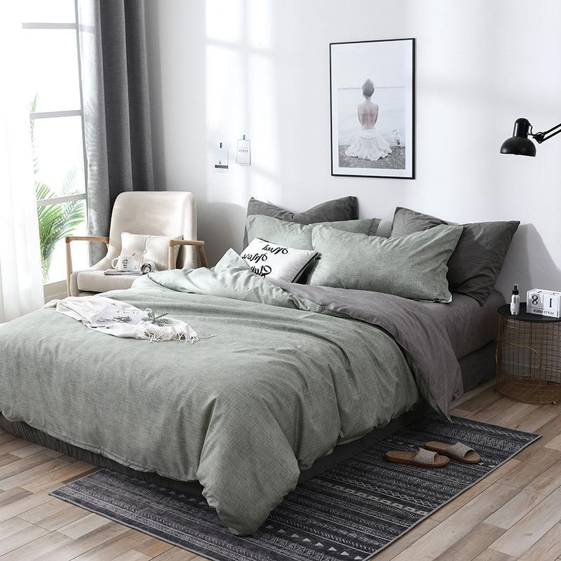 Parure de housse de couette réversible en coton et tissu mat doux