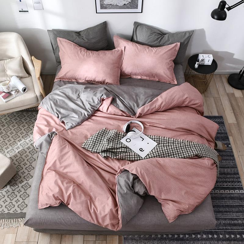 Parure de housse de couette réversible en coton et tissu mat doux