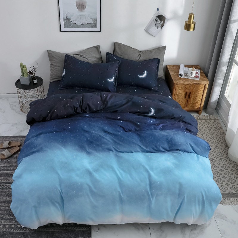 Parure de housse de couette réversible en coton et tissu mat doux
