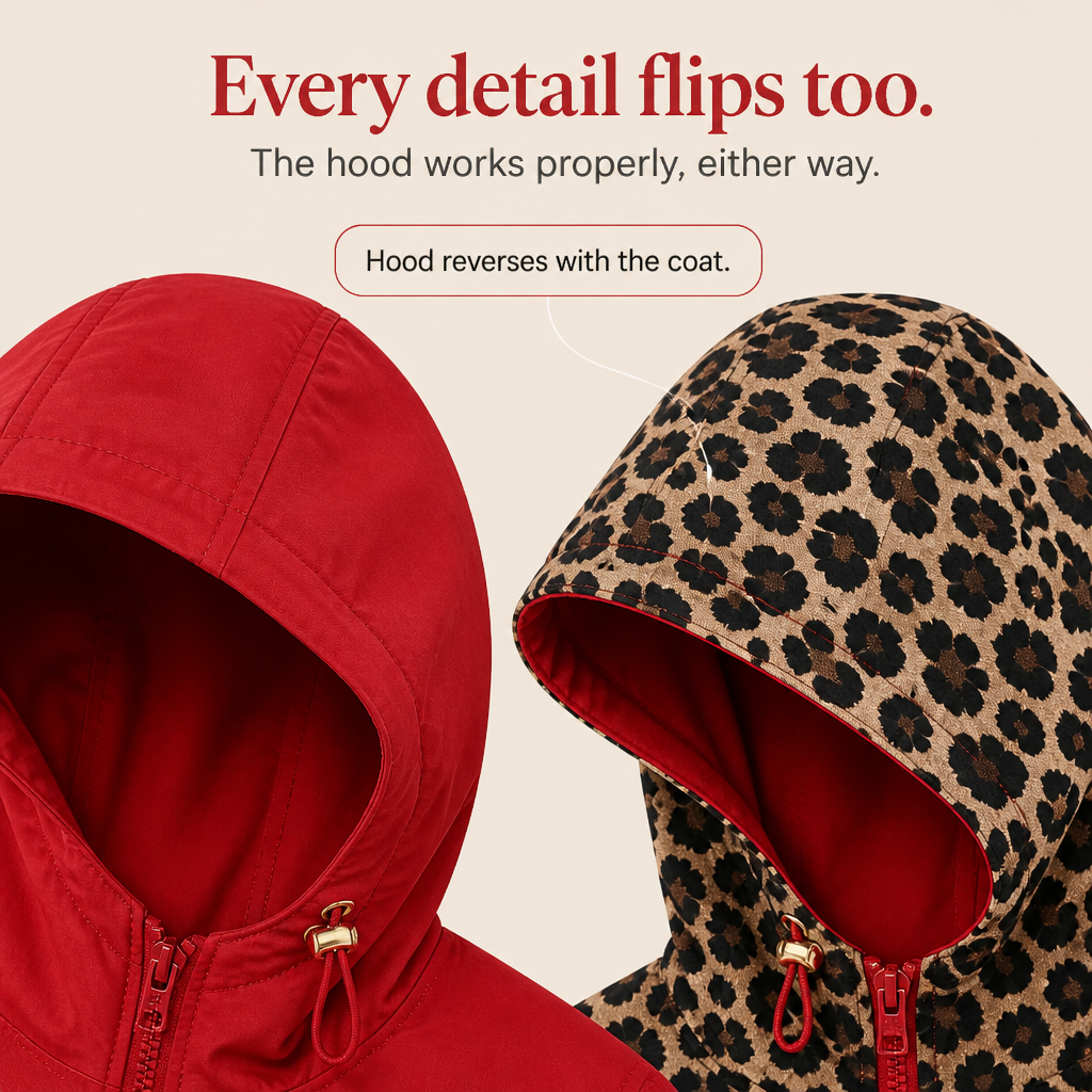 Reversible Leopard Print Hooded Coat