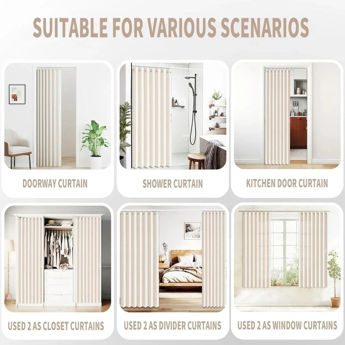 Room Divider Drapes - Pleated Folding Curtain for Doorways