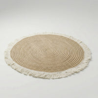 Tapis rond tressé à franges