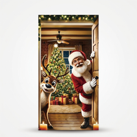 Santa and Reindeer Christmas Door Cover