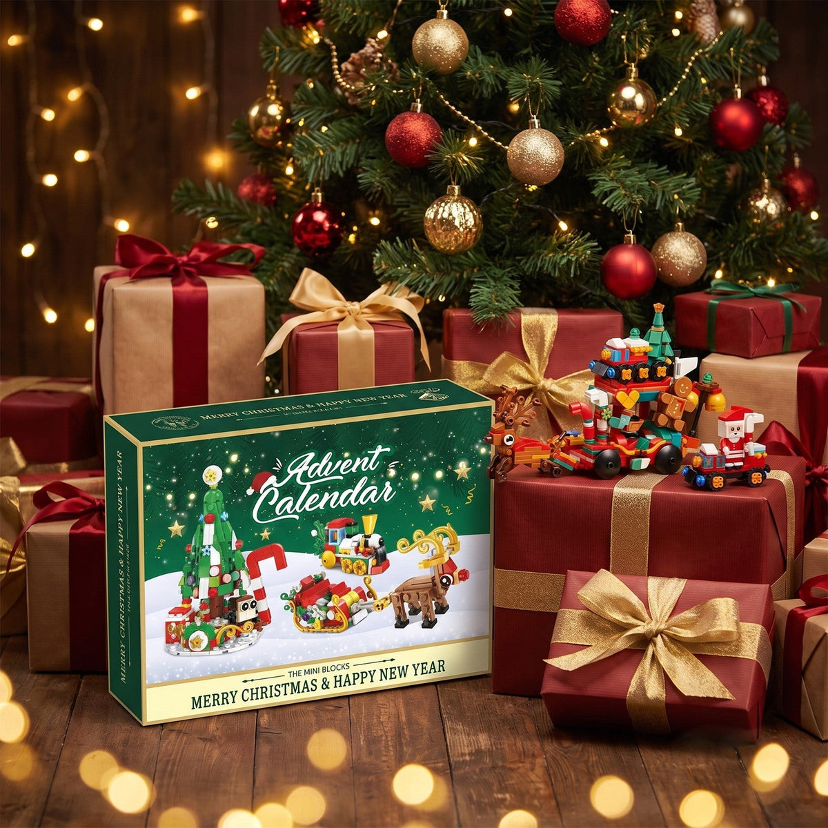 Christmas Mini Building Blocks Advent Calendar, Santa's Sleigh, Trains and Village