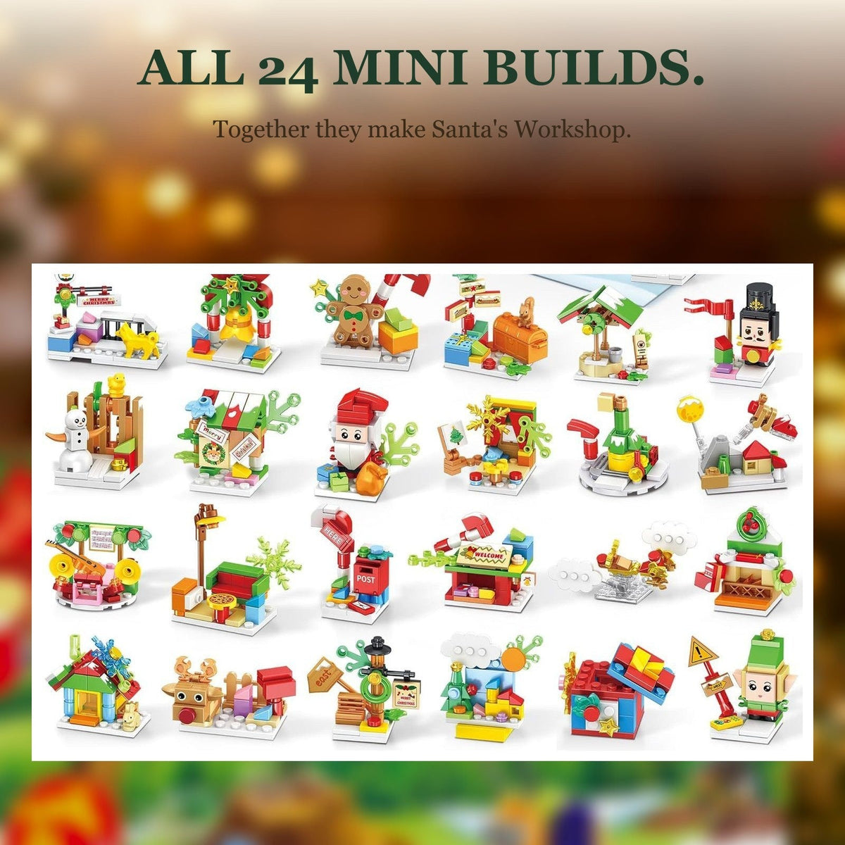 24-in-1 Santa's Workshop Building Block Advent Calendar, 769 Pieces
