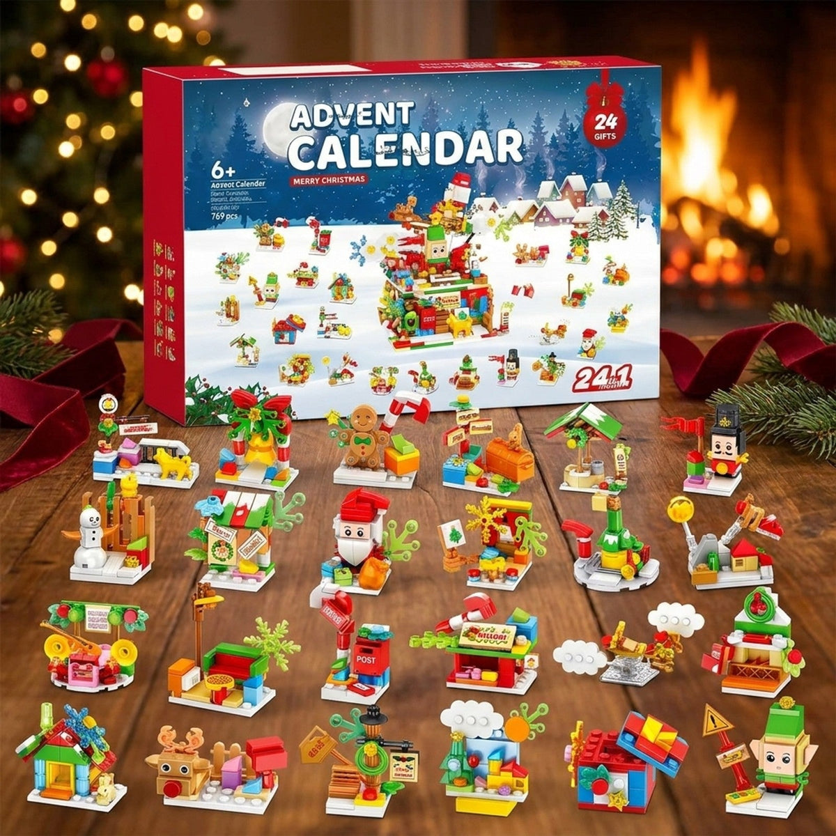 24-in-1 Santa's Workshop Building Block Advent Calendar, 769 Pieces