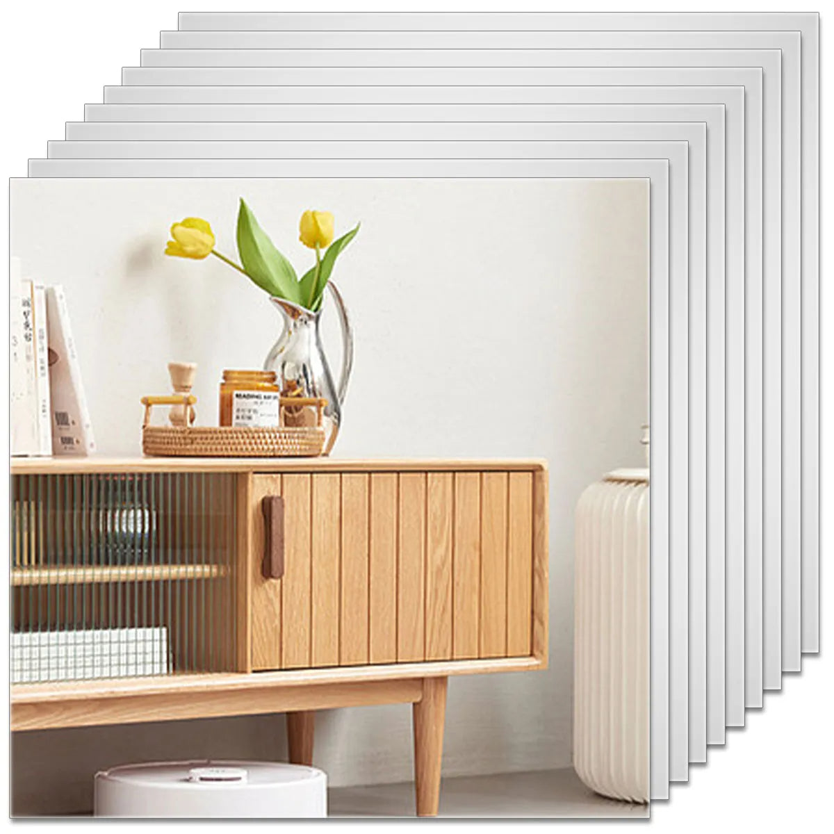 Lot de 10 miroirs carrés souples autocollants