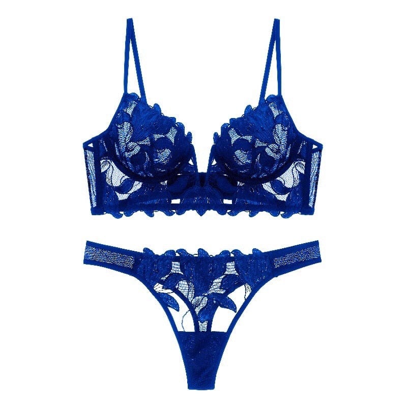Sexy French Lace Lingerie Set with Deep V-Neckline