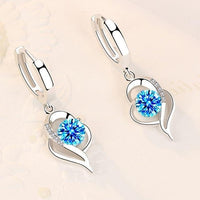 Silver Earrings with Cubic Zirconia Inlaid Flowers