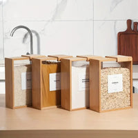 Boîte de rangement coulissante en bambou pour pâtes et céréales