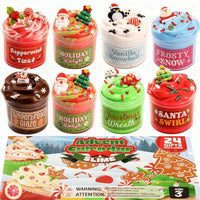 Slime Advent Calendar Box with 8 Jars and 16 Add-On Packs of Charms and Sprinkles for Holiday Mixing