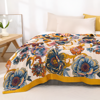 Cozy Reversible Botanical Throw Blanket