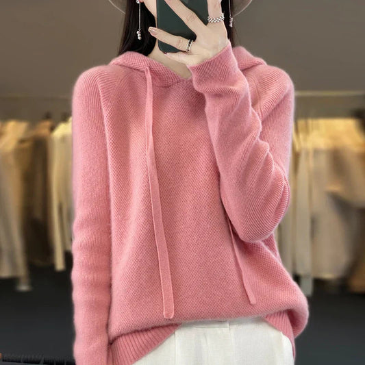 Soft Textured Knit Hooded Sweater