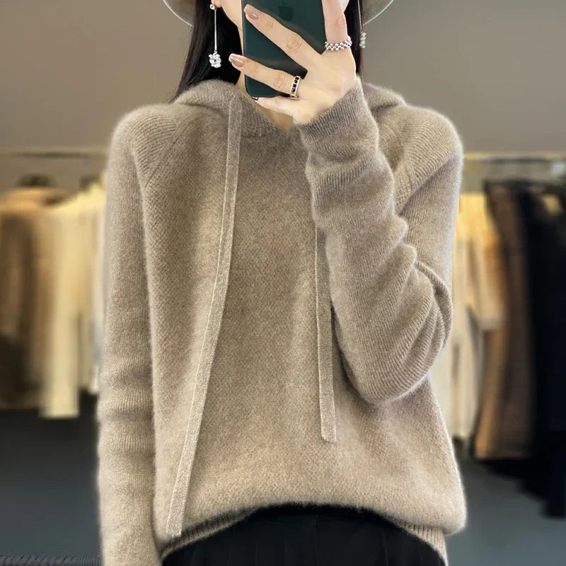 Soft Textured Knit Hooded Sweater