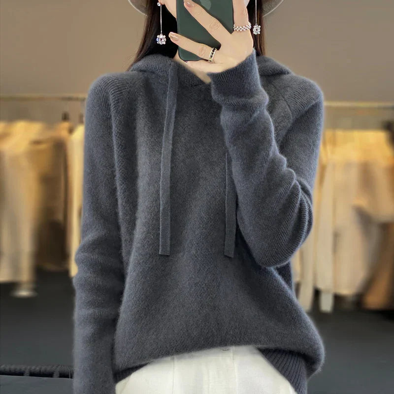 Soft Textured Knit Hooded Sweater