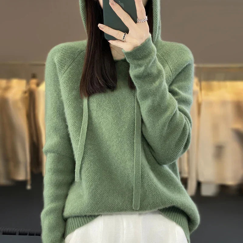 Soft Textured Knit Hooded Sweater