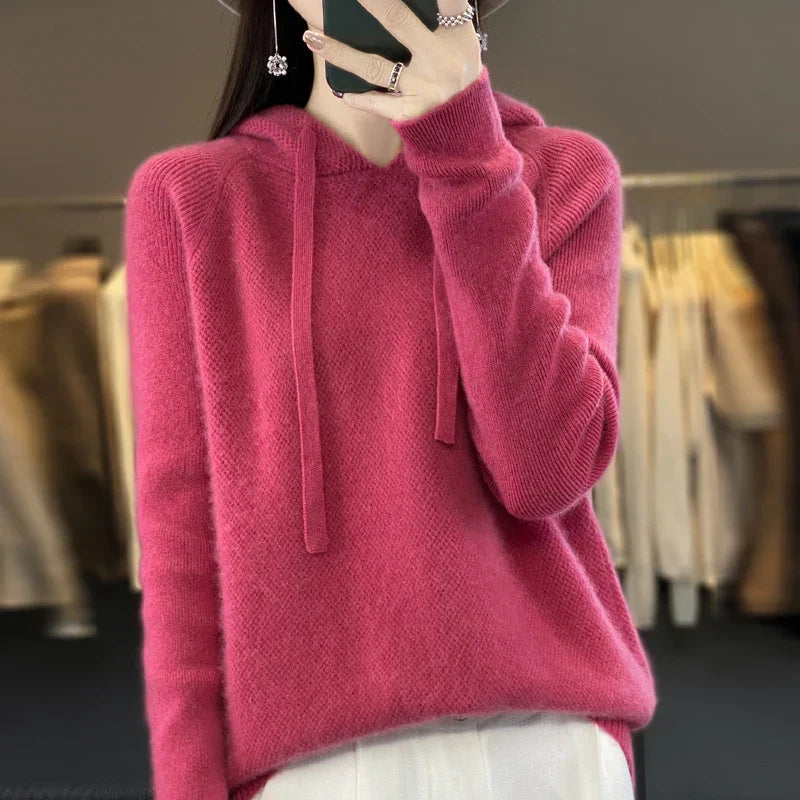 Soft Textured Knit Hooded Sweater