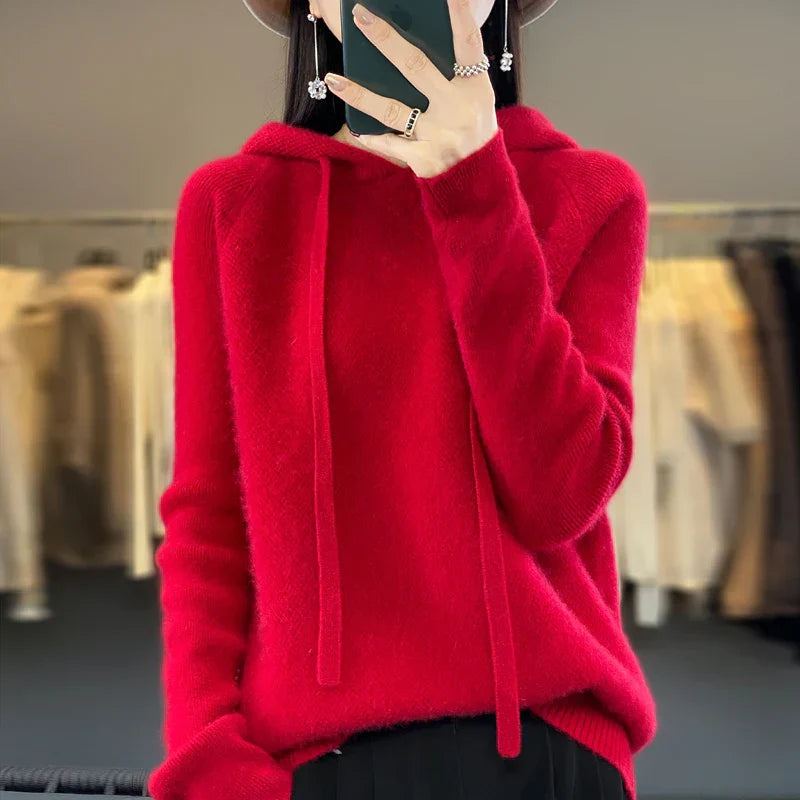 Soft Textured Knit Hooded Sweater