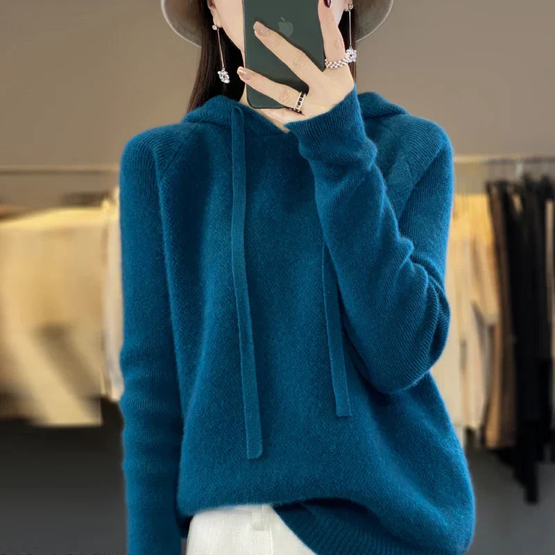 Soft Textured Knit Hooded Sweater