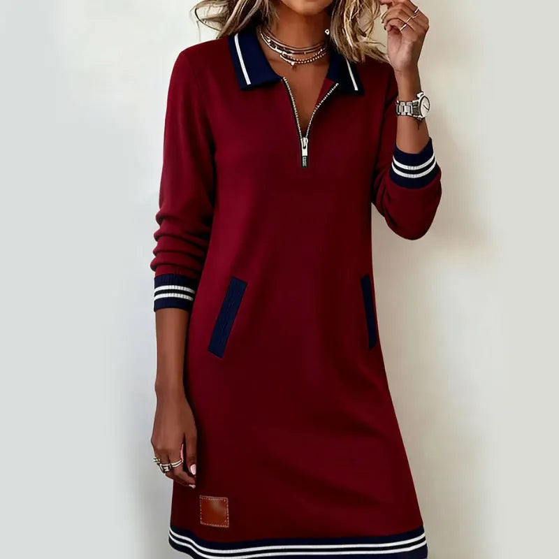 Soft-Touch Quarter-Zip Polo Dress